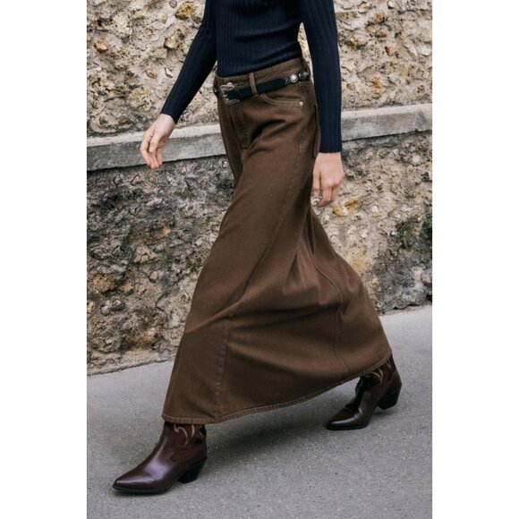 ZARA Z1975 DENIM MIDI TIERED SKIRT - Picture 5 of 8